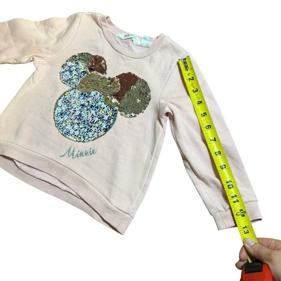 H&M Girls Disney Minnie Mouse Pink Sequin Long Sleeve Sweatshirt Pullover Size 4 - Picture 7 of 7